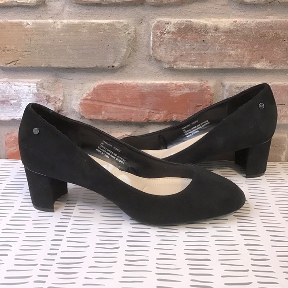 JONES NEW YORK Women's Black Faux Suede PENELOPE Low Chunky Block Heels Pumps 9 - Picture 1 of 5